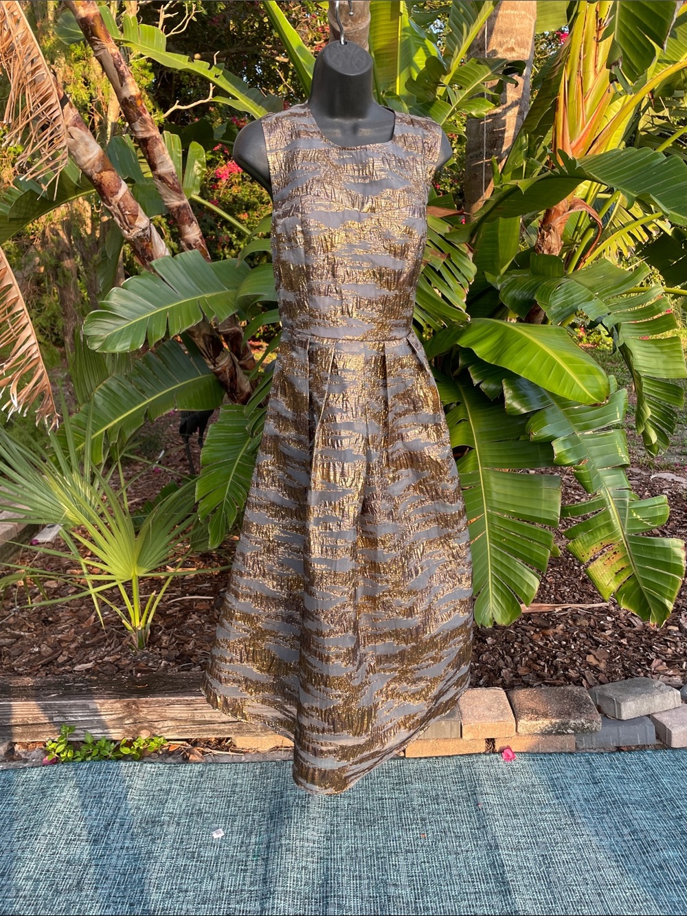 Gold and silver brocade dress